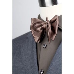 Men's Self-Tie Bow‎ Tie 100% Silk Big Butterfly Chocolate Brown Classic Formal